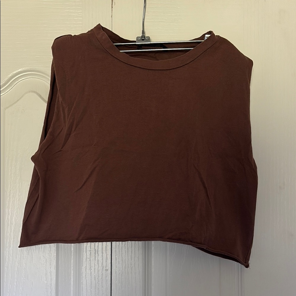 SHEIN Brown Sleeveless Crop Muscle Tee
